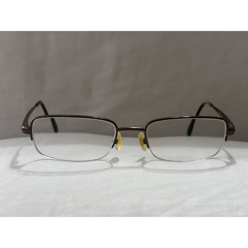 Safilo Elasta 7164 Brown 01J0 Semi Rim Titanium Eyeglasses 52-19-140 Italian 8/5